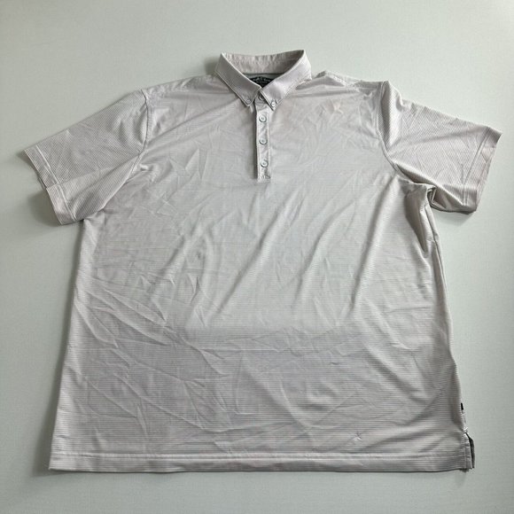 Adidas Dri Fit Polo Shirt Mens XL Extra Large Pink Striped‎ Adipure Golf Casual - Picture 1 of 11